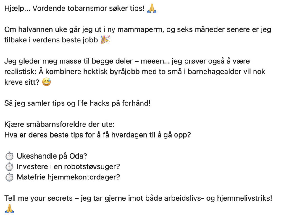 Ba om life hacks for småbarnsfasen på LinkedIn